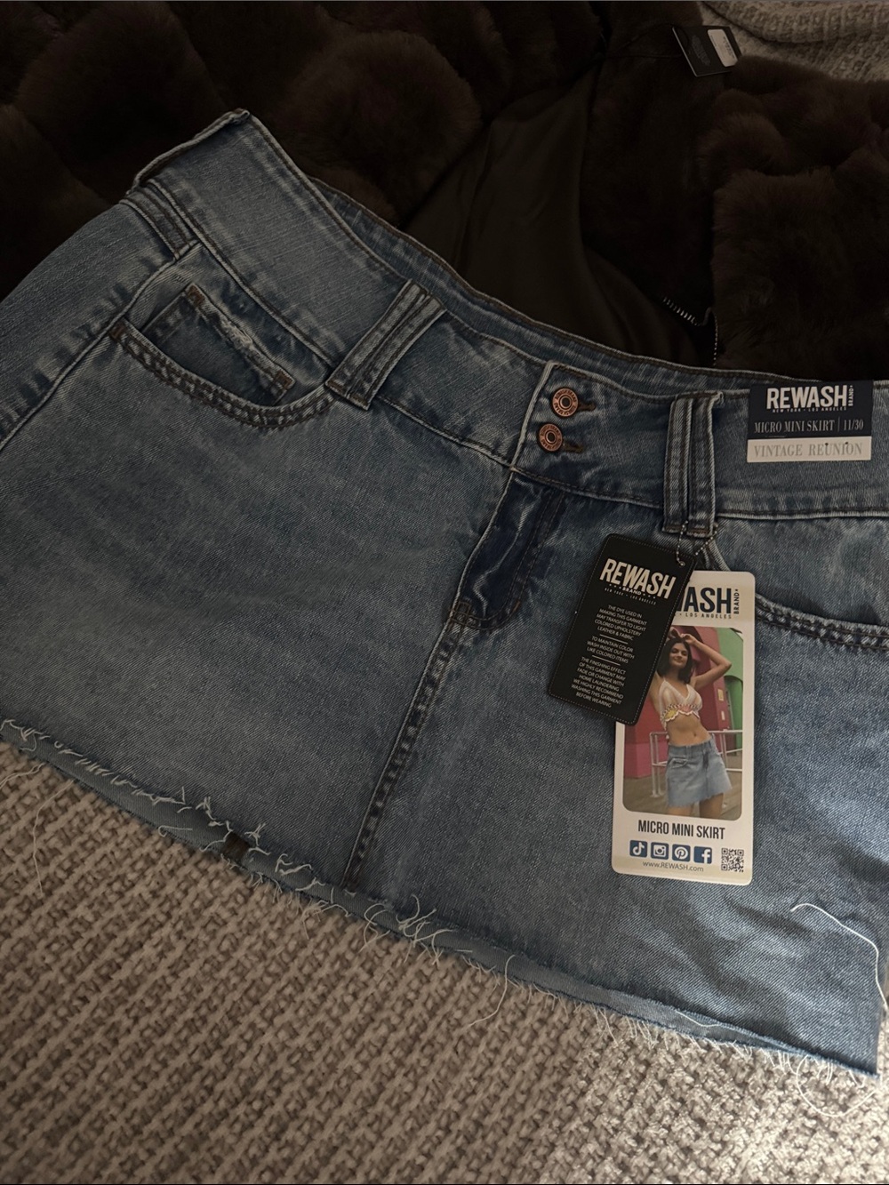 Rewash Light Blue Denim Micro Mini Skirt
